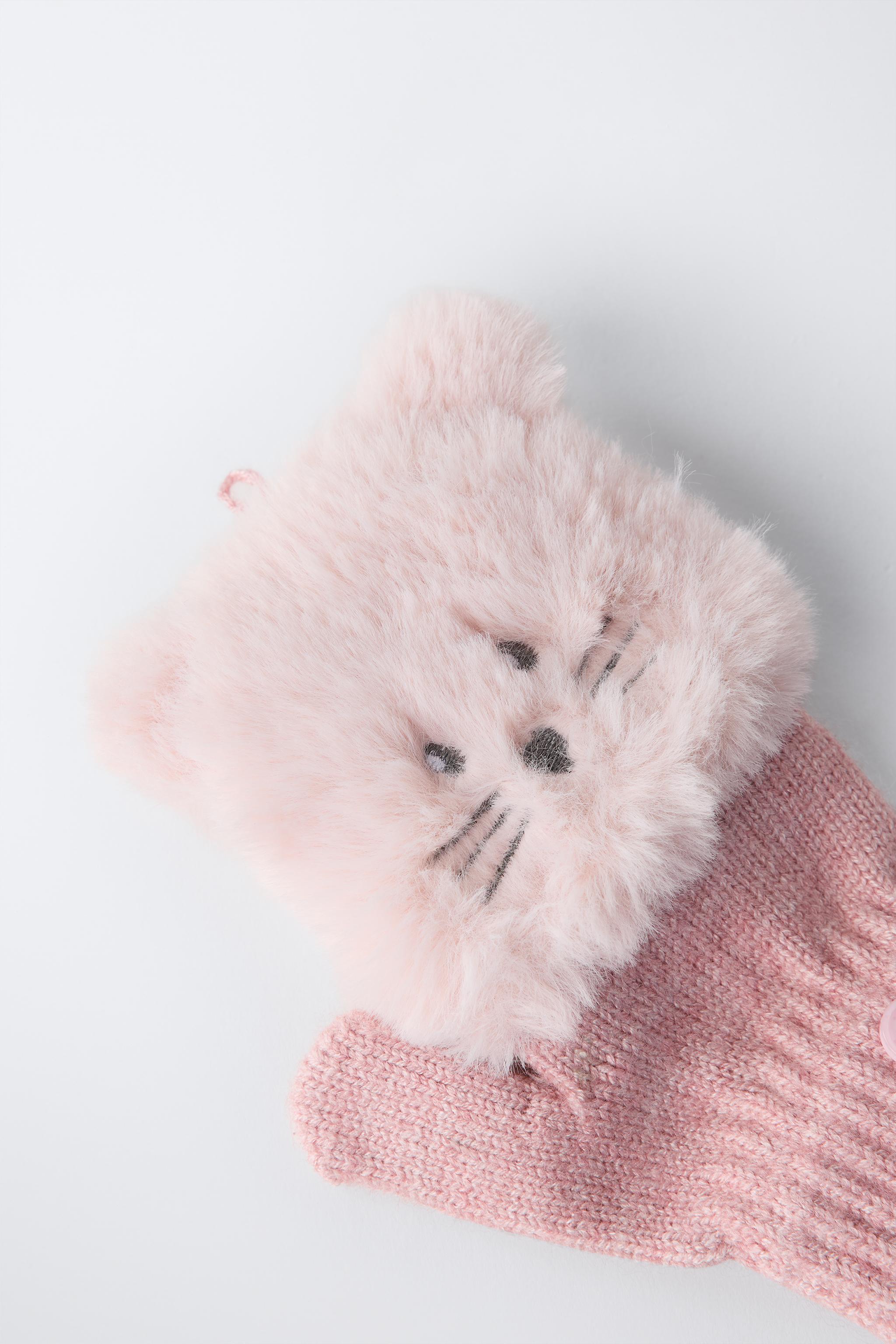 MOUSE EAR FAUX FUR MITTEN GLOVES